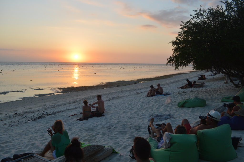 Relaxing at sunset on Gili Trawengan